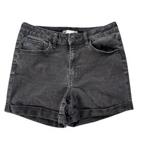 SO Faded Black Denim High Rise Midi Shorts size 11